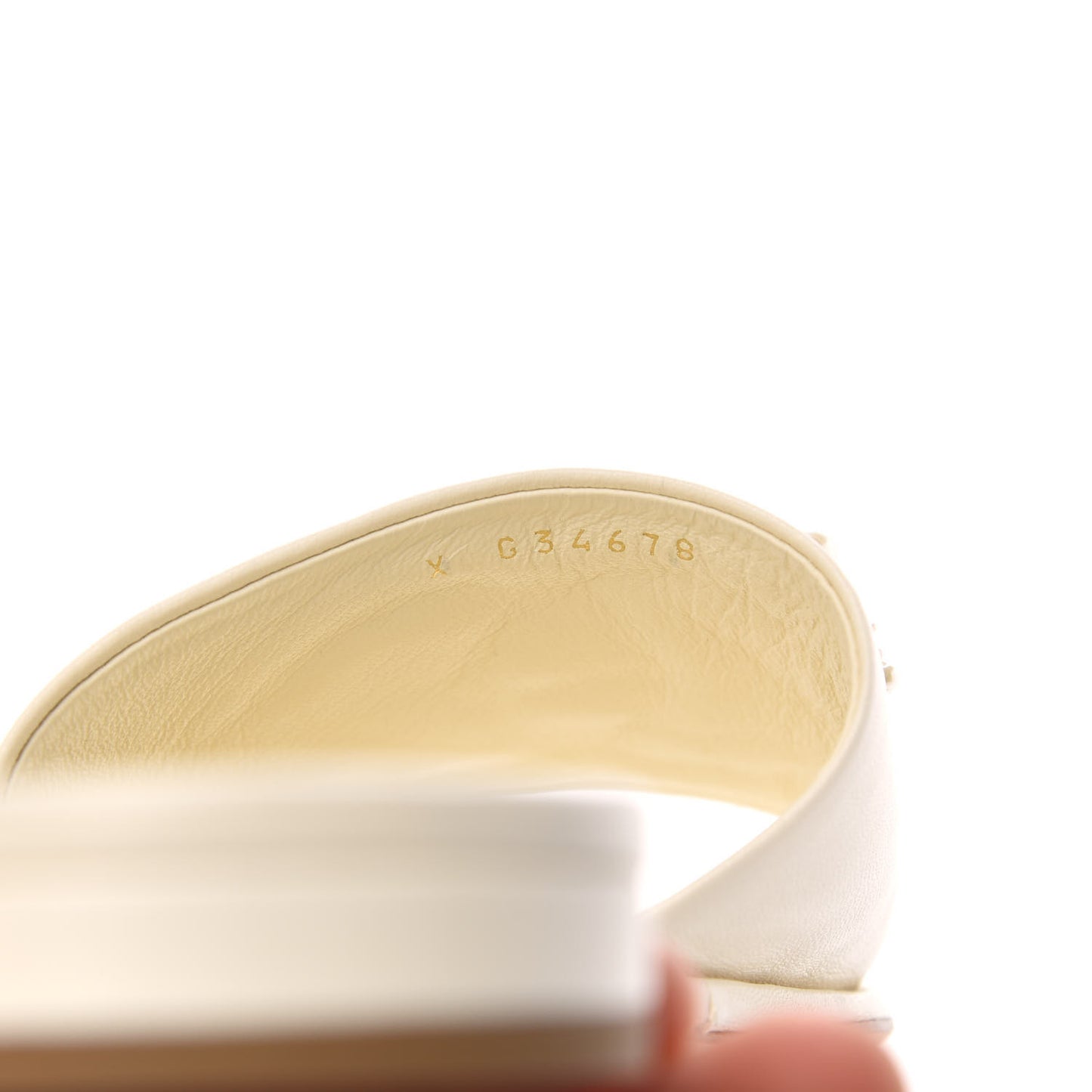 Calfskin Pearl CC Mules 40.5 Ivory