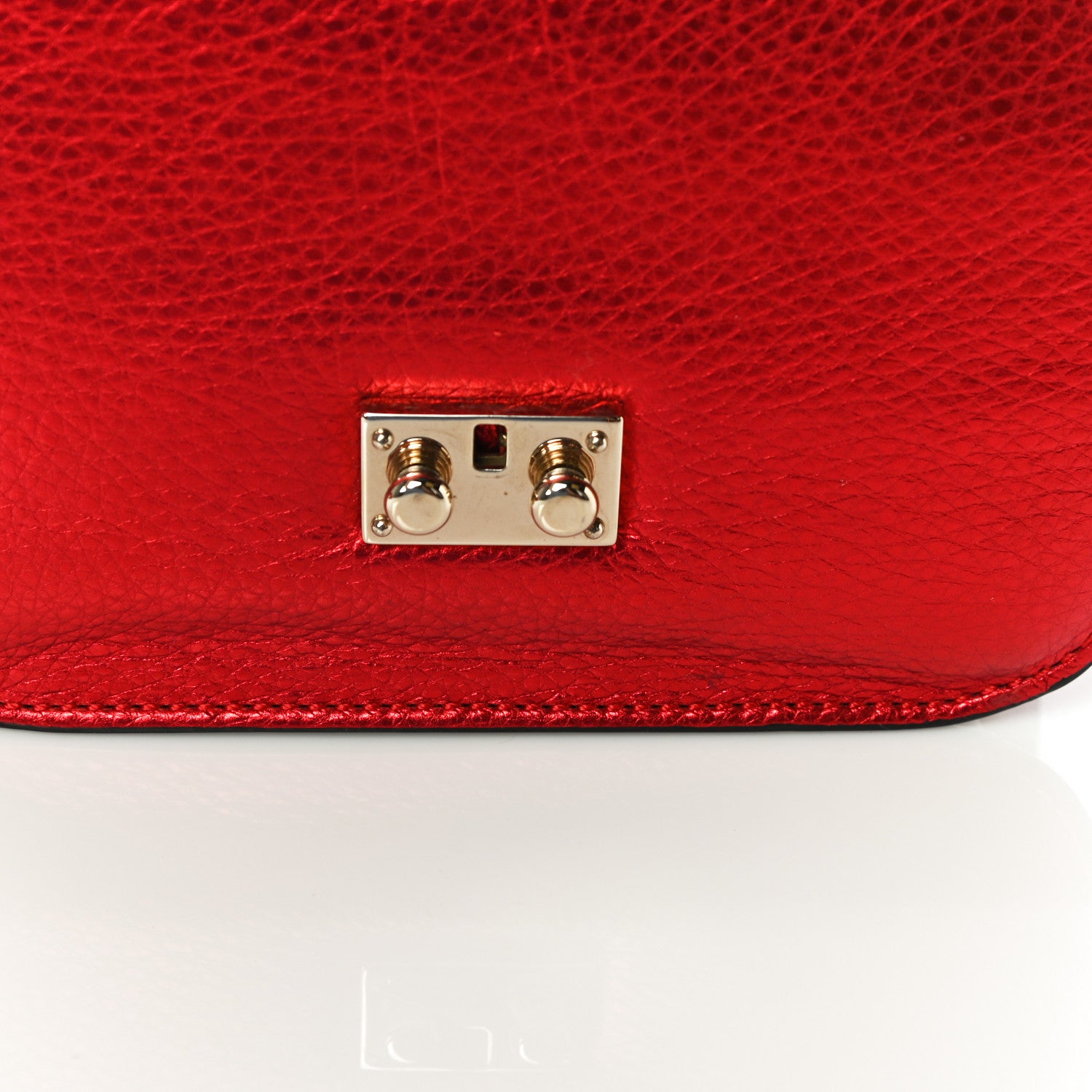 Valentino Garavani Metallic Vitello Small Glam Lock Rockstud Flap Red 9 of 11