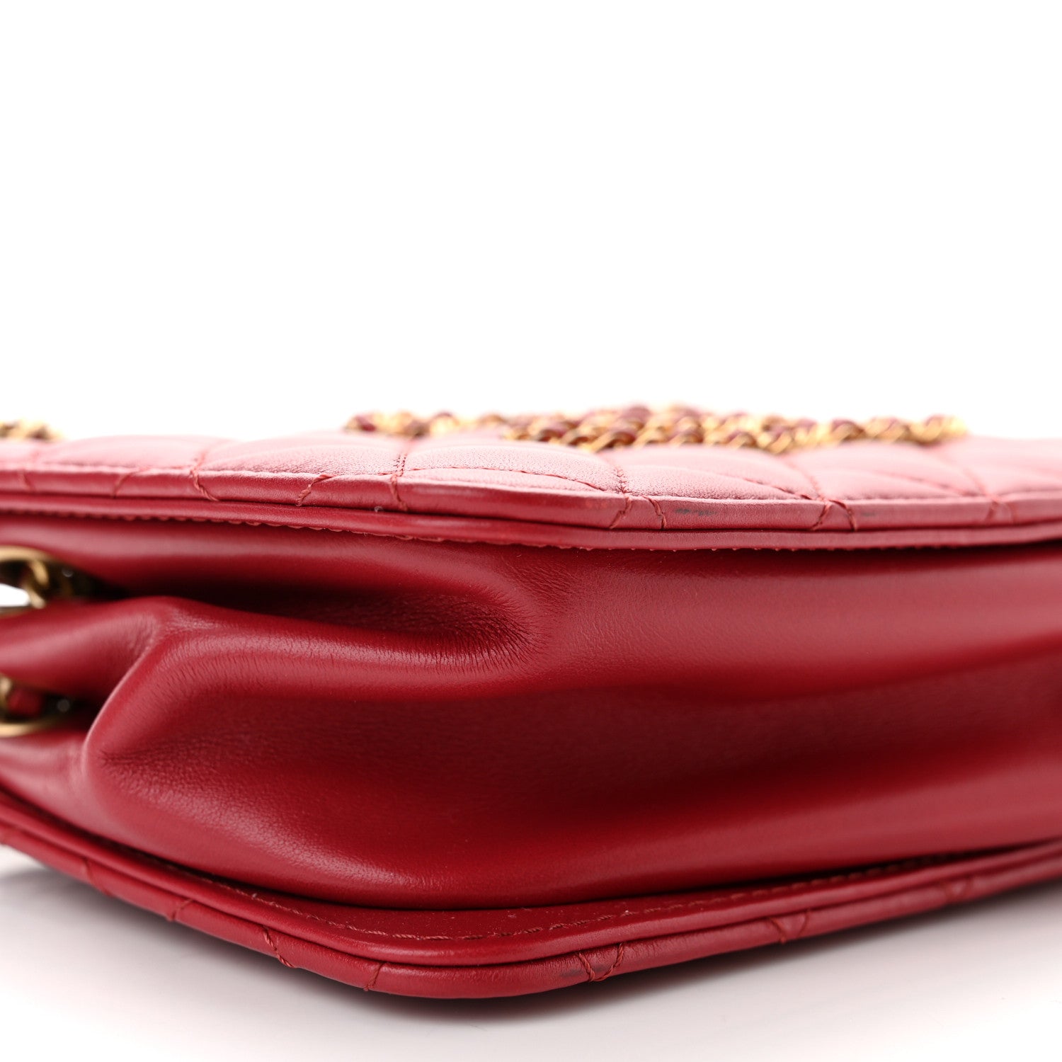Chanel Calfskin Quilted Small CC Chain Accordion Tote Red 9 of 11