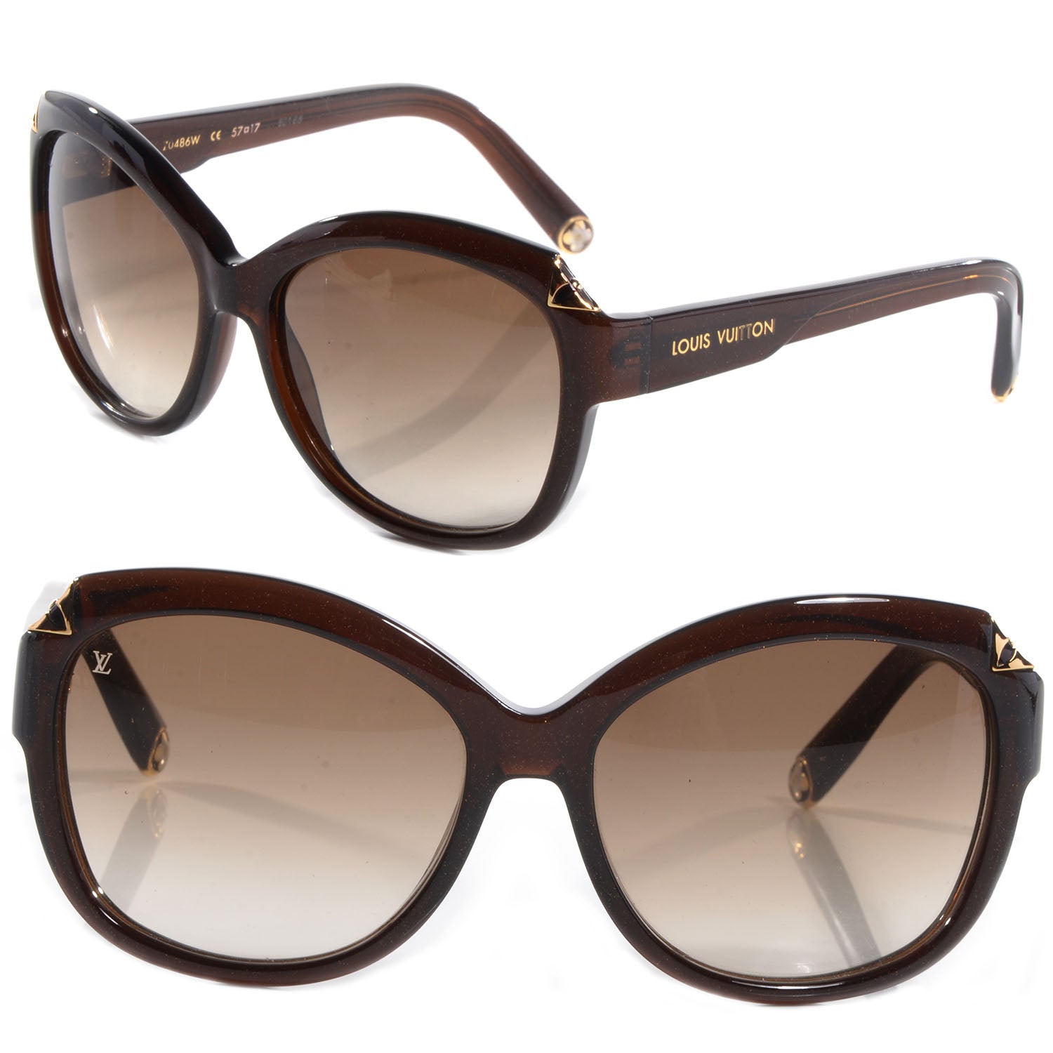 Louis Vuitton Hortensia Cat Eye Sunglasses Brown Glitter 1 of 10