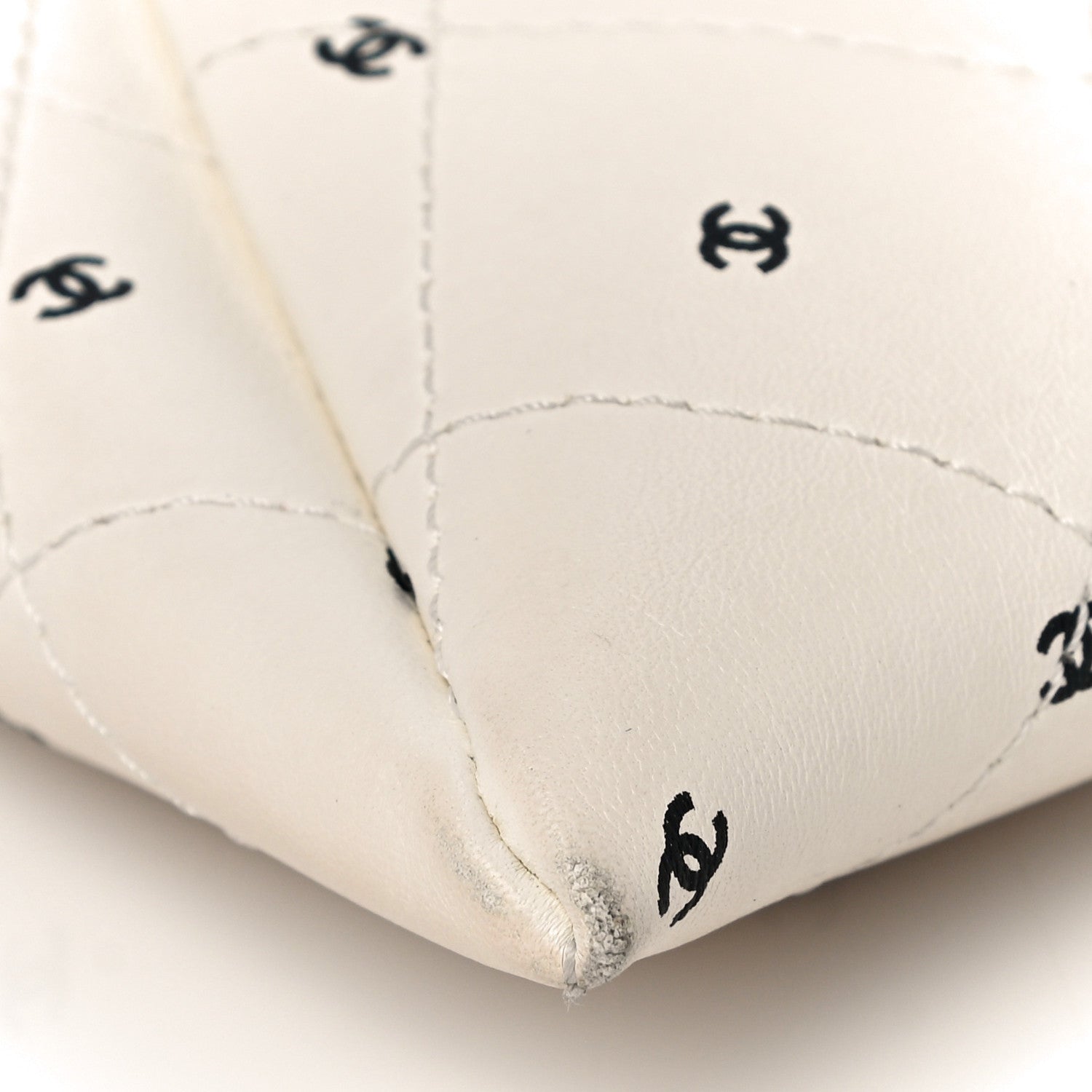 Chanel Printed Lambskin Logo CC Envelope Clutch With Chain White 9 of 11
