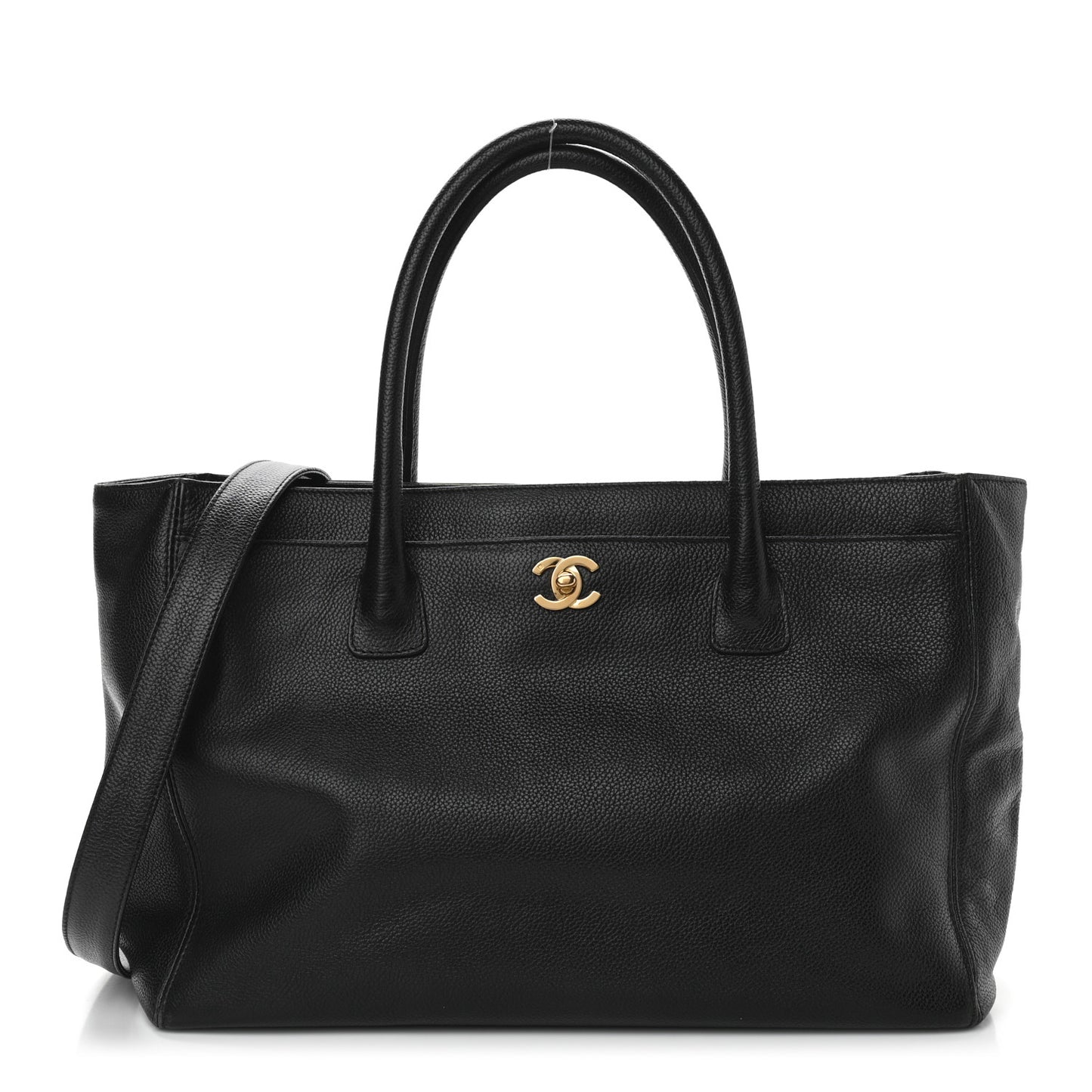 Calfskin Cerf Executive Shopper Tote Black