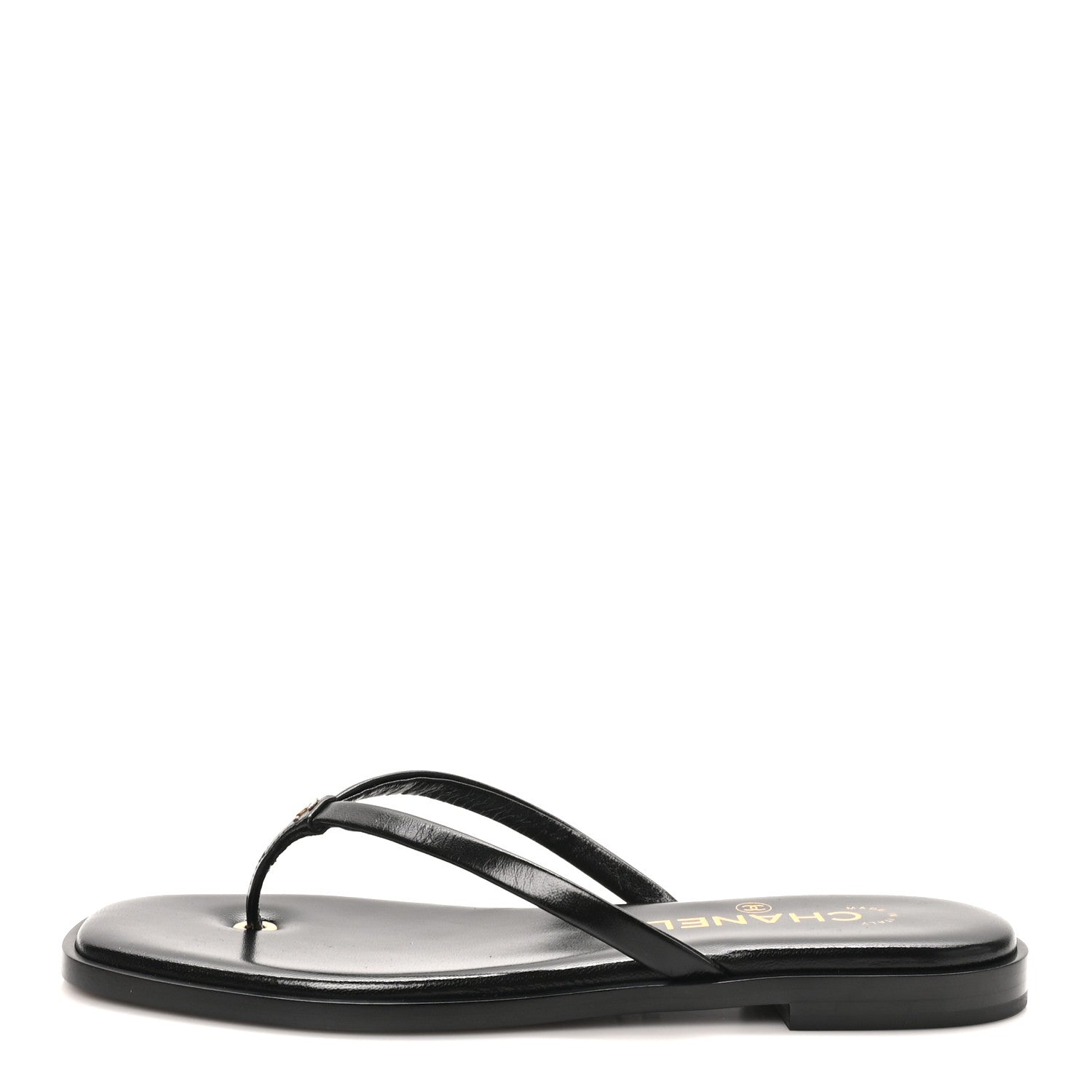 Chanel Goatskin CC Times Square Thong Sandals 37 Black 1 of 10