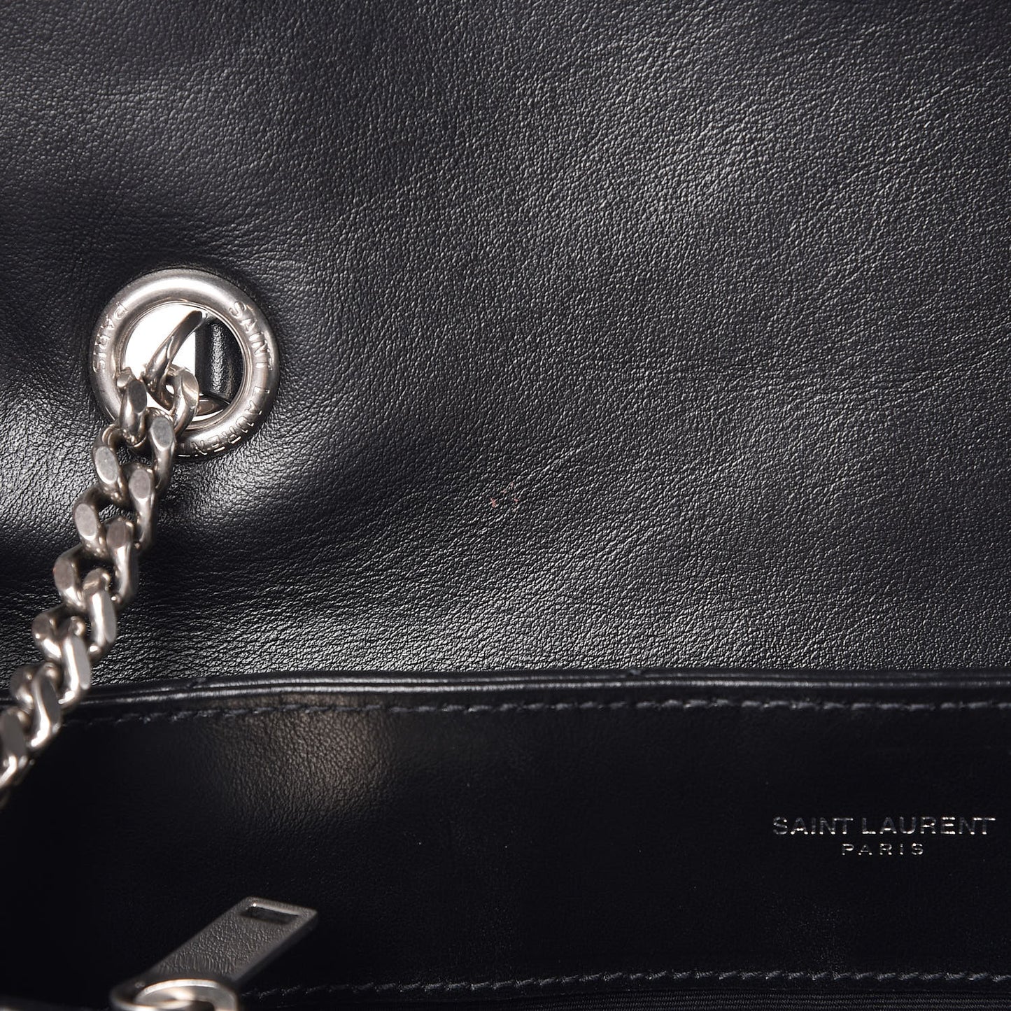 Calfskin Y Quilted Monogram Medium Loulou Chain Satchel Black