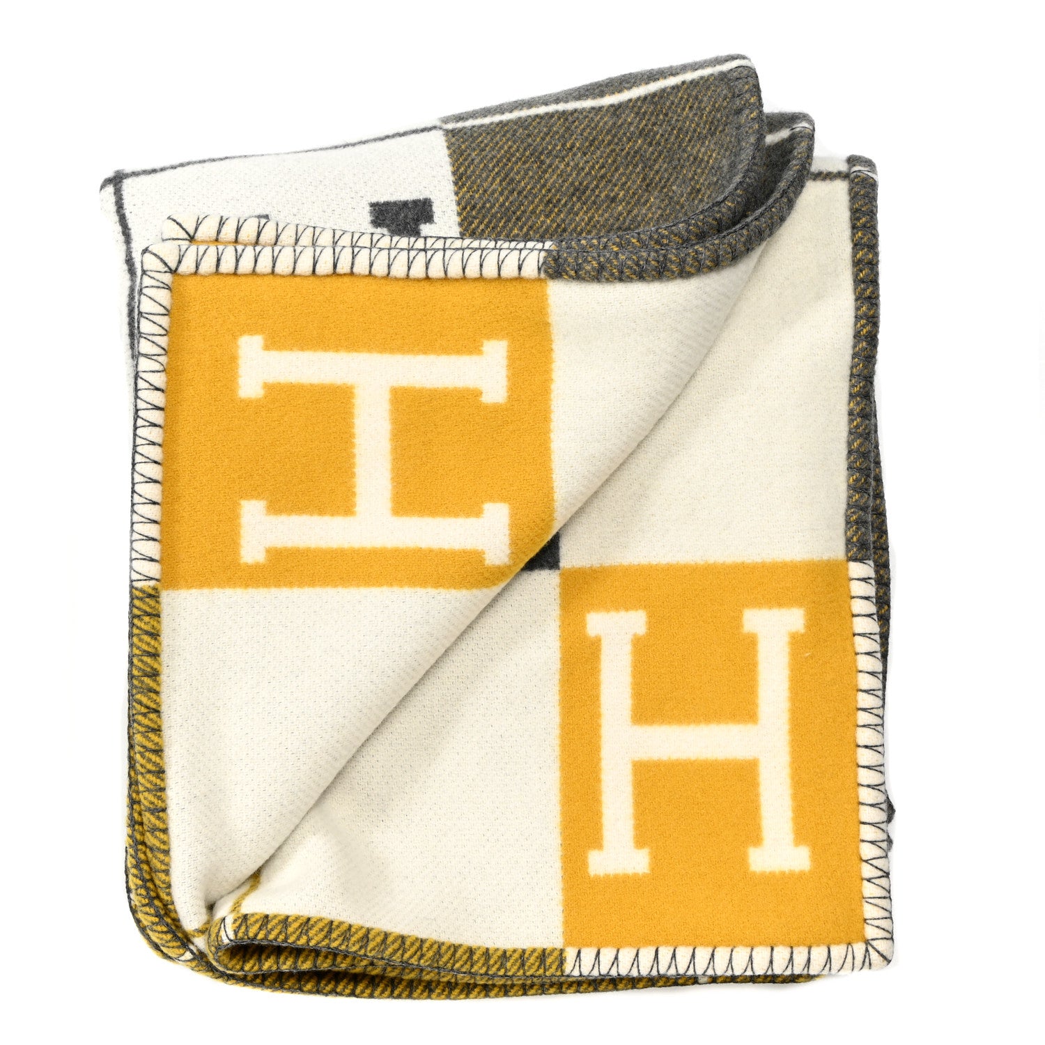 Hermes Wool Cashmere Avalon III Blanket Gris Soleil 2 of 3