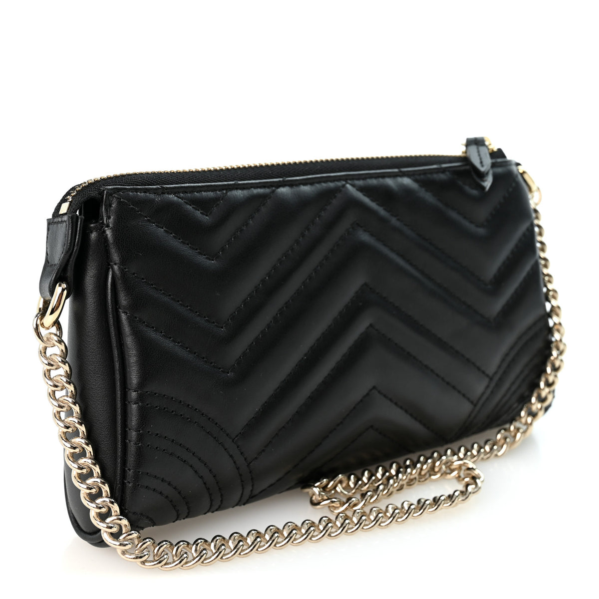Gucci Nappa Chevron Matelasse GG Marmont Small Shoulder Bag Black 3 of 9