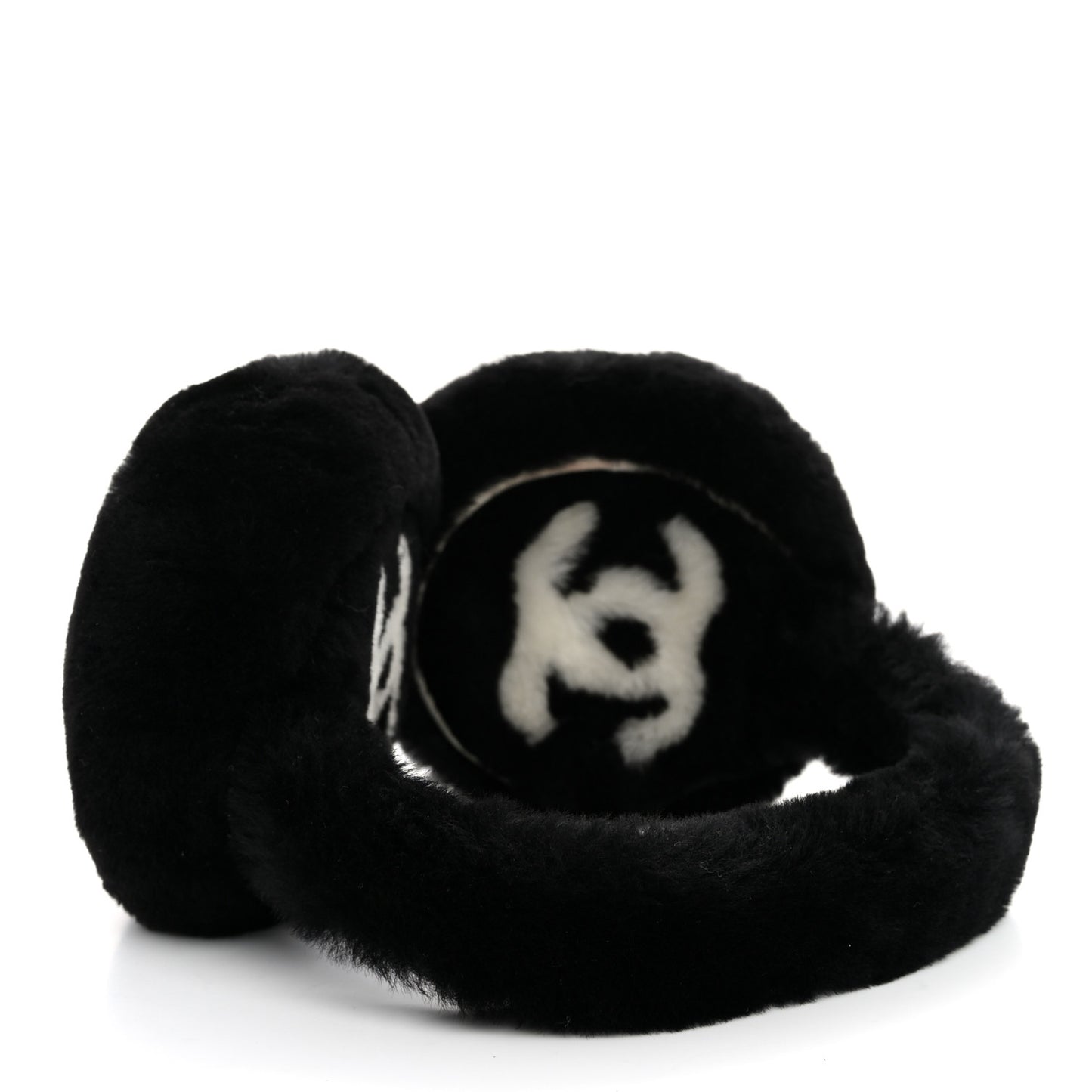 Shearling CC Ear Muffs Black White
