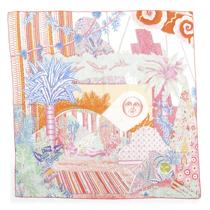 Hermes Cashmere Silk Acte III Scene I La Clairiere Shawl 140 White Rose Corail 1 of 2