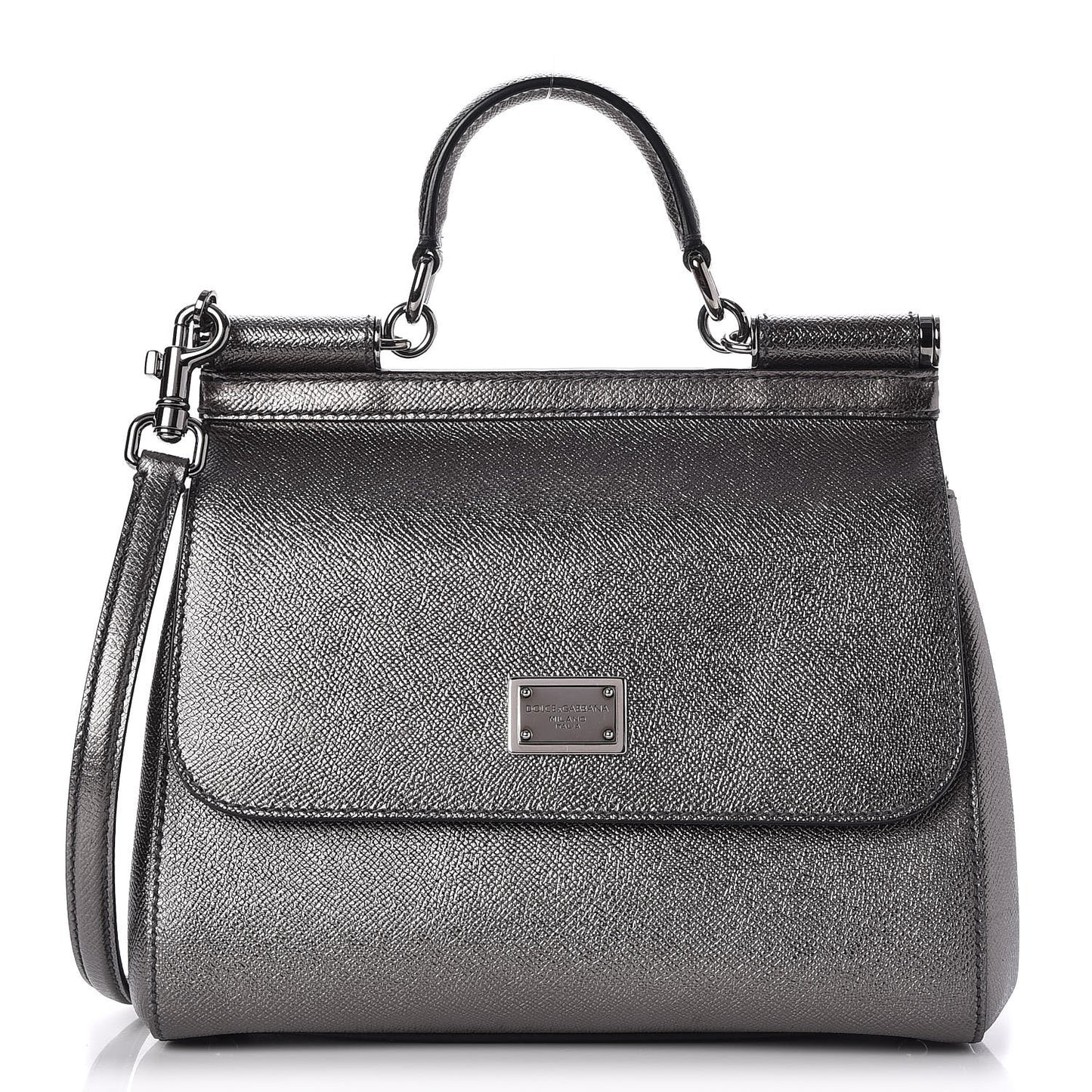 Metallic Dauphine Medium Miss Sicily Satchel Gunmetal