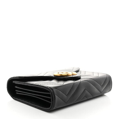 Gucci Calfskin Matelasse GG Marmont Chain Wallet Black 4 of 10