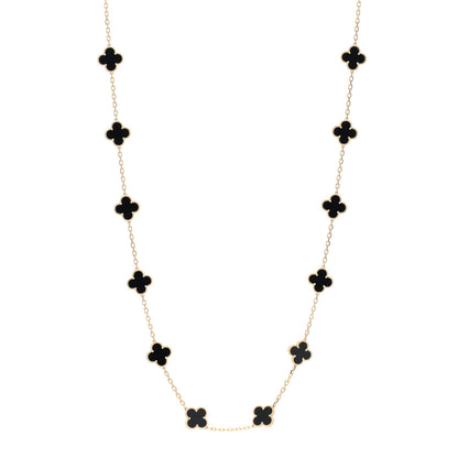 Van Cleef & Arpels 18K Yellow Gold Black Onyx 20 Motifs Vintage Alhambra Necklace 1 of 4