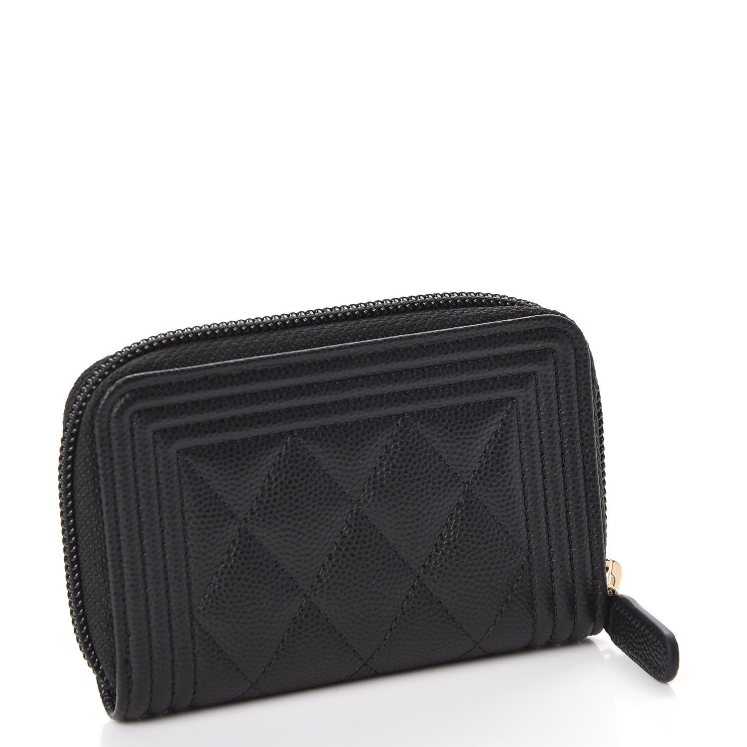 Chanel Caviar Quilted Boy Zip Around Coin Purse Wallet Black 3 of 8