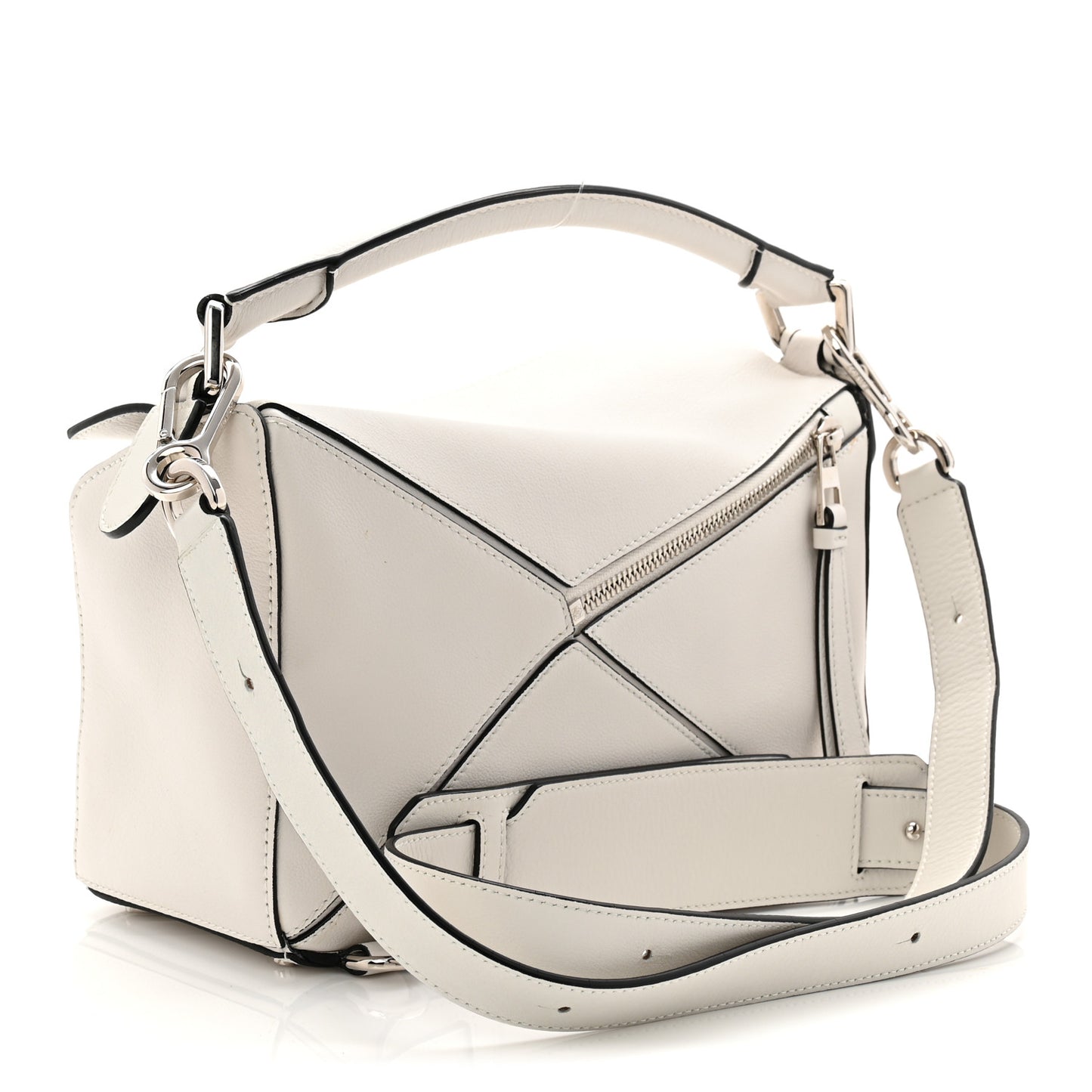 Calfskin Small Puzzle Bag White
