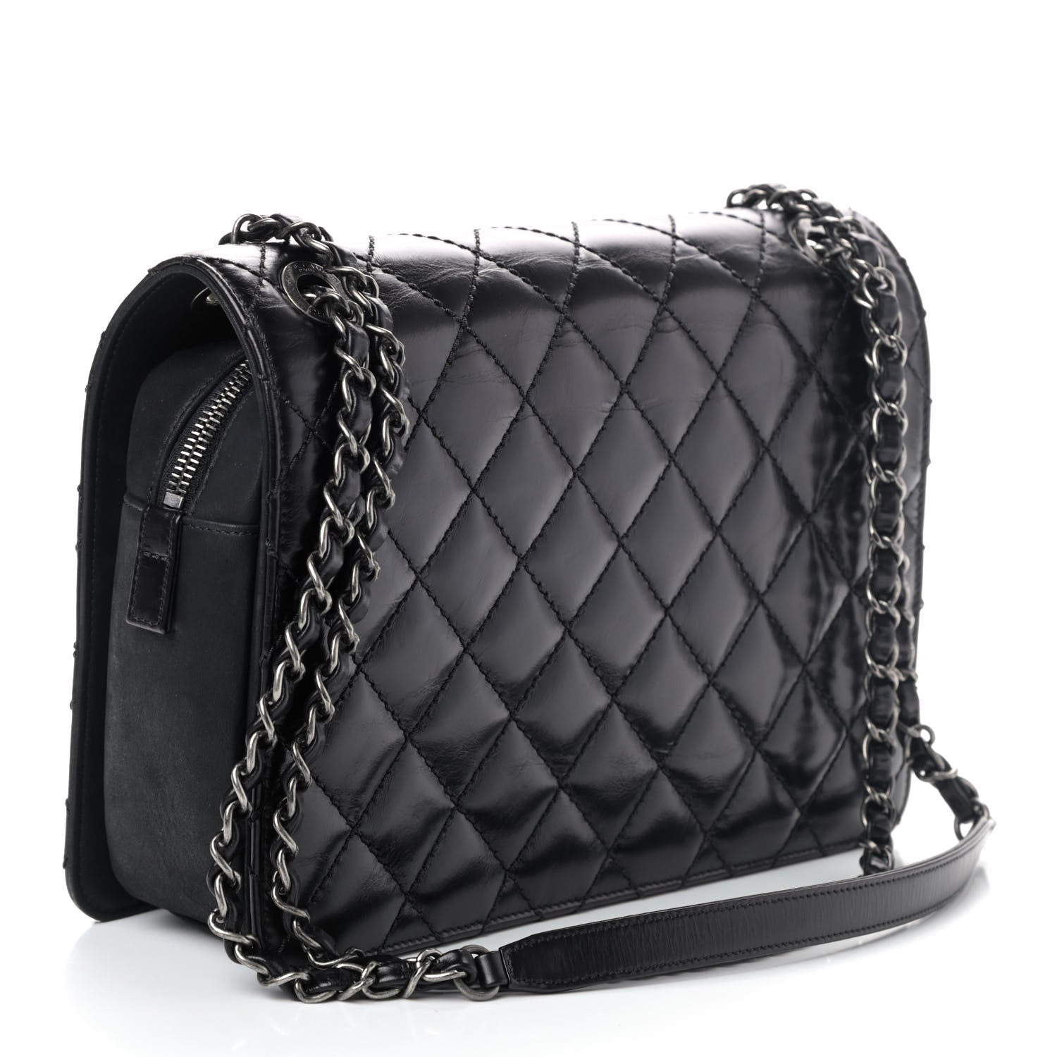 Chanel Glazed Calfskin Quilted Medium Day Trip Flap Black 2 of 4