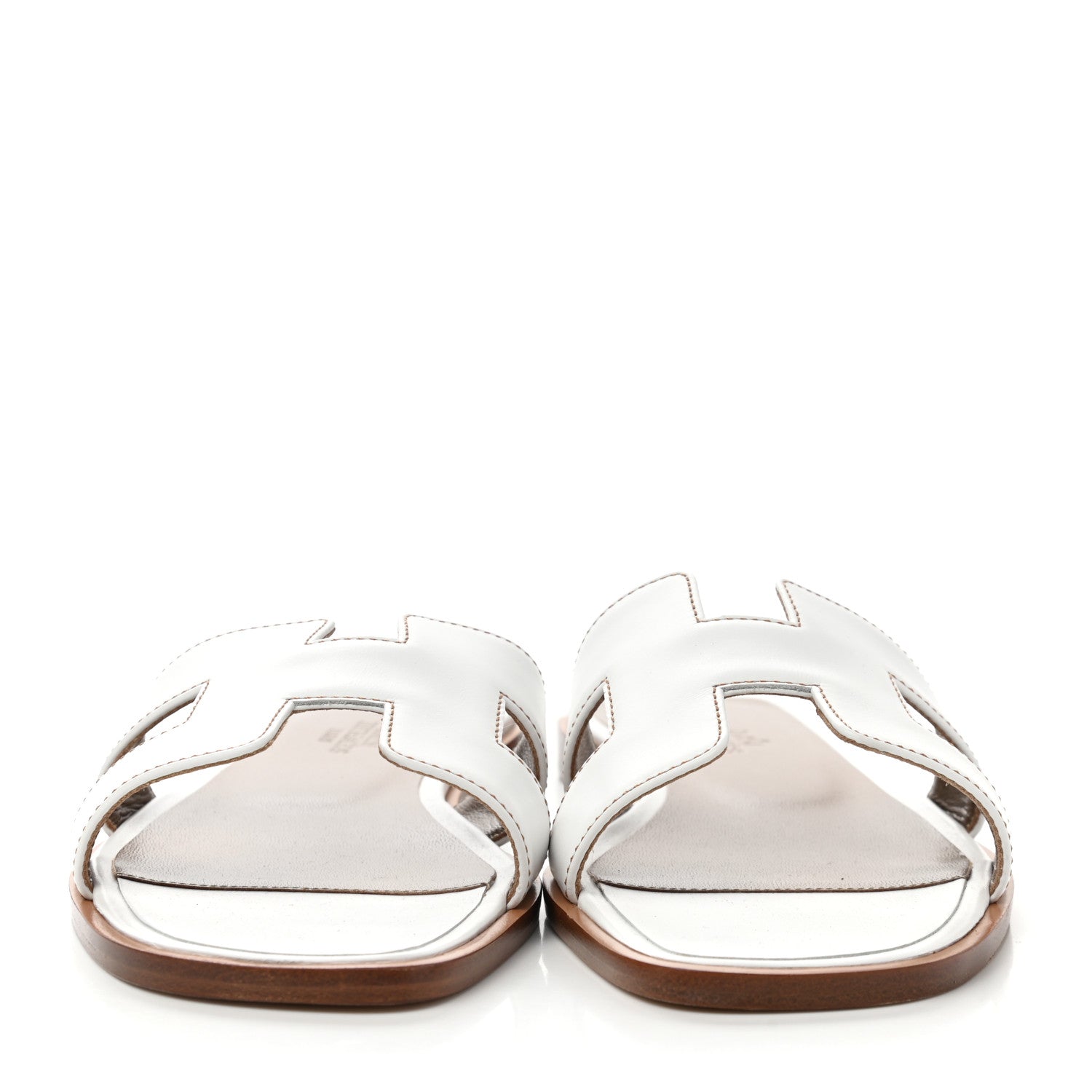 Hermes Box Calfskin Oran Sandals 35 White 2 of 8