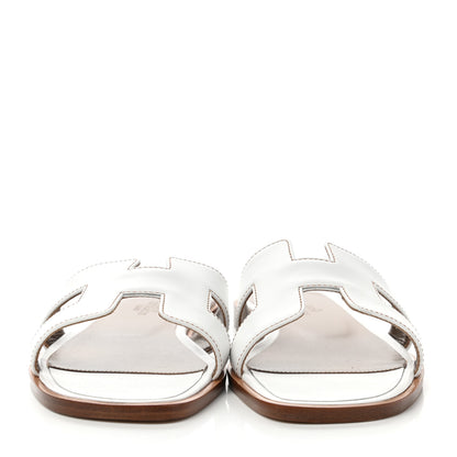 Hermes Box Calfskin Oran Sandals 35 White 2 of 8