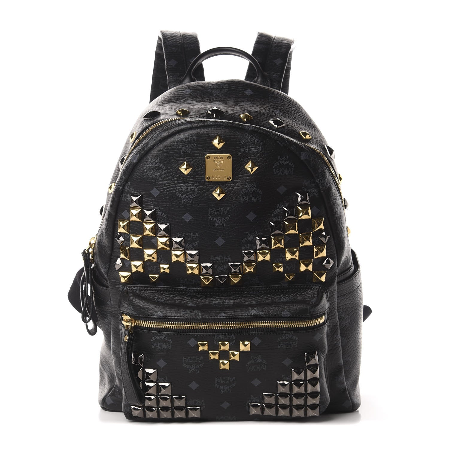 MCM Visetos Studded Medium Stark M Backpack Black 1 of 11
