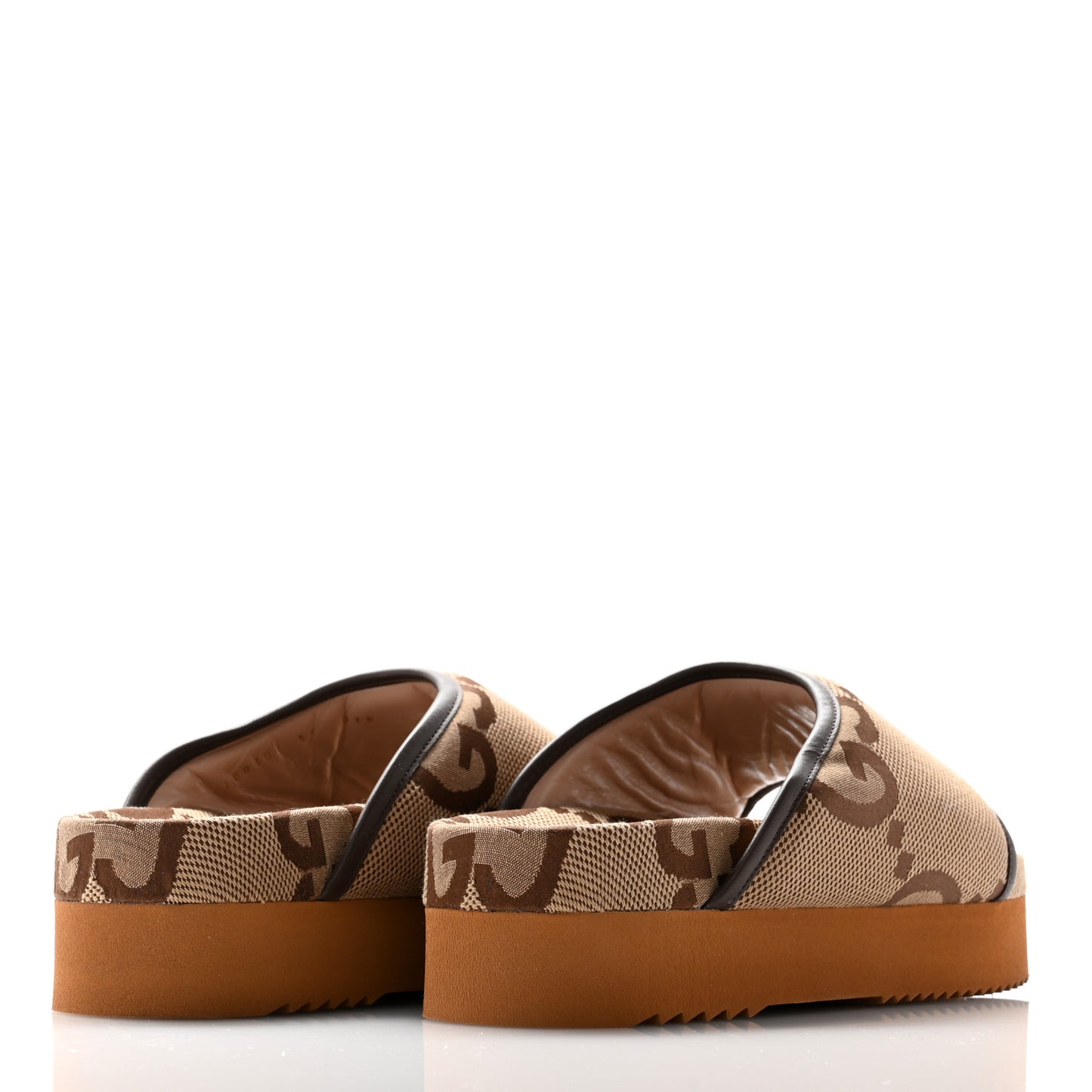 Monogram Jumbo GG Nappa Samoa Platform 40mm Slide Sandals 39 Camel Ebony New Acero