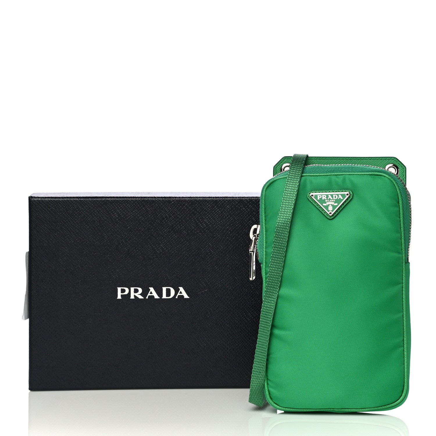 Prada Tessuto Nylon Phone Case Crossbody Bag Menta 9 of 9