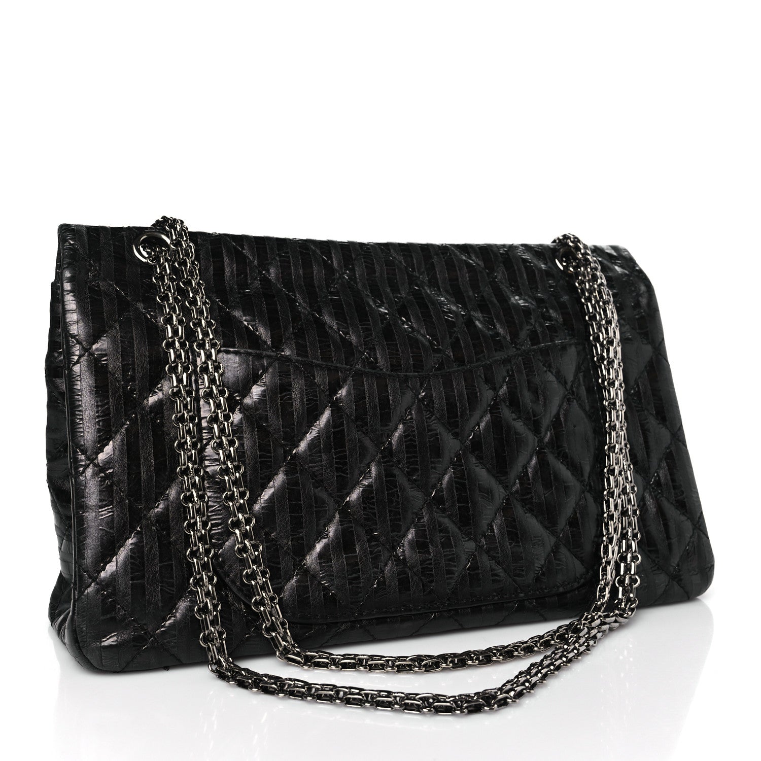 Chanel Metallic Calfskin Striped 2.55 Reissue 227 Flap Black 3 of 10