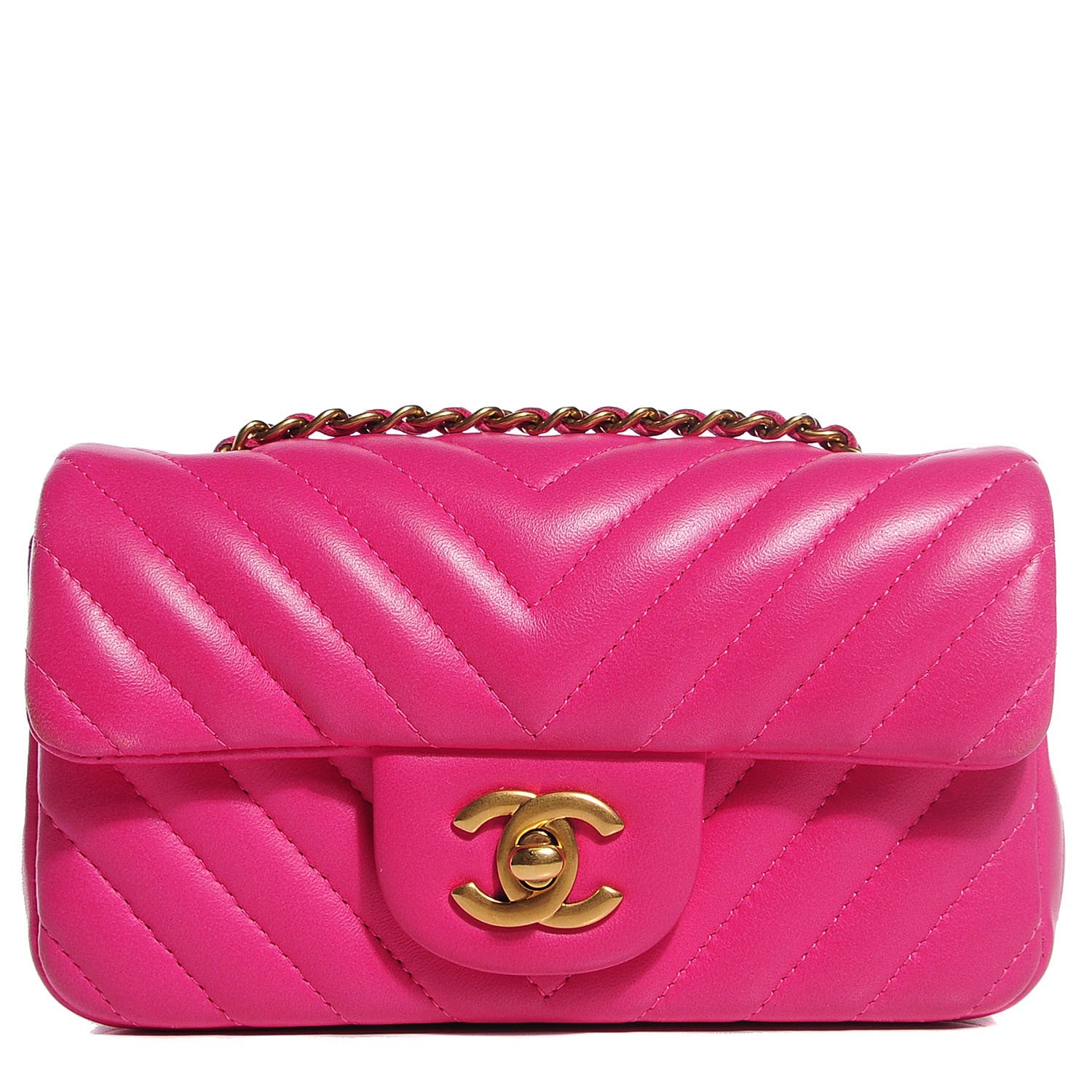Chanel Lambskin Chevron Quilted Extra Mini Flap Dark Pink 1 of 8