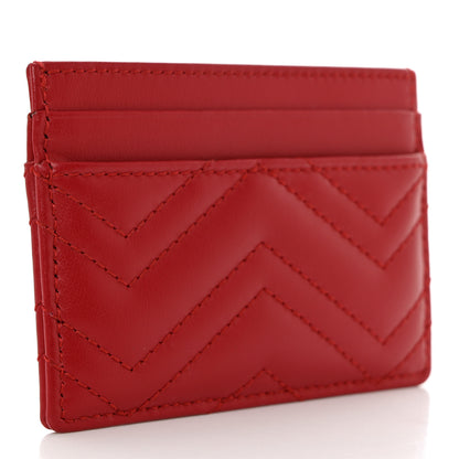 Gucci Calfskin Matelasse GG Marmont Card Holder Hibiscus Red 3 of 7