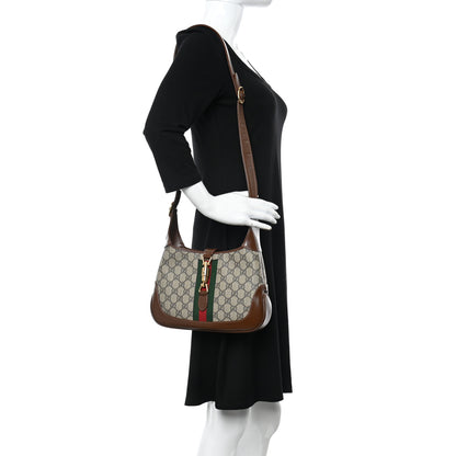 Gucci GG Supreme Monogram Azalea Calfskin Web Small Jackie 1961 Hobo Beige Ebony Brown Sugar 2 of 9