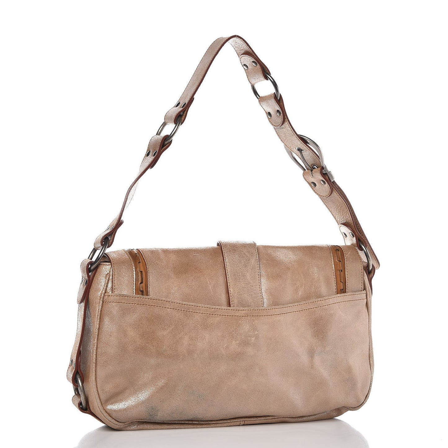 Metallic Calfskin Medium Gaucho Double Saddle Bag Bronze