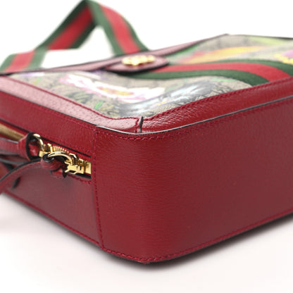 Gucci GG Supreme Monogram Flora Web Small Ophidia Top Handle Shoulder Bag Hibiscus Red 9 of 10
