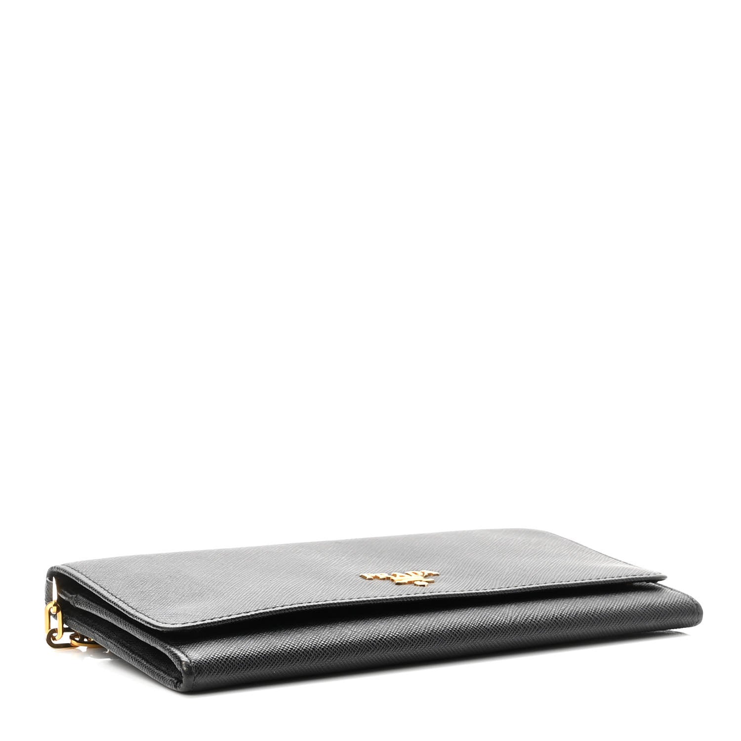 Prada Saffiano Metal Oro Chain Wallet Black 4 of 10