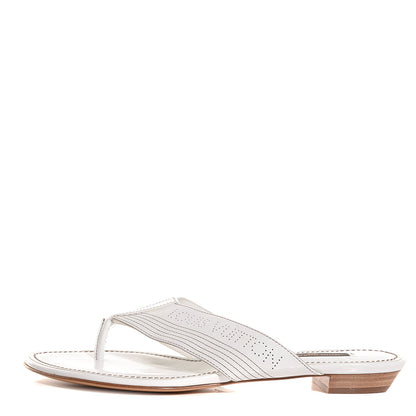 Louis Vuitton Leather Perforated Thong Sandals 36 White 1 of 6