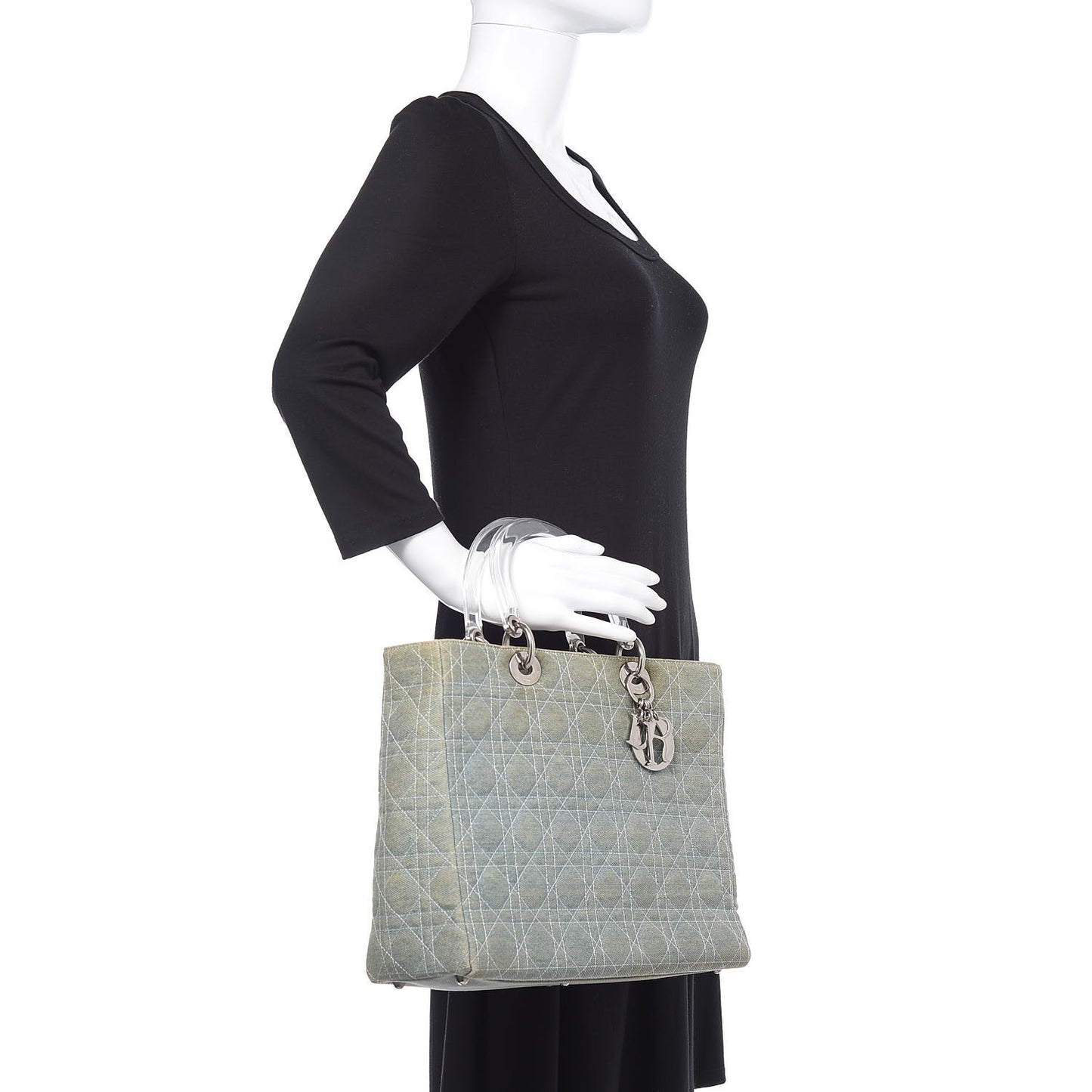 Denim Cannage Large Lady Dior Light Blue