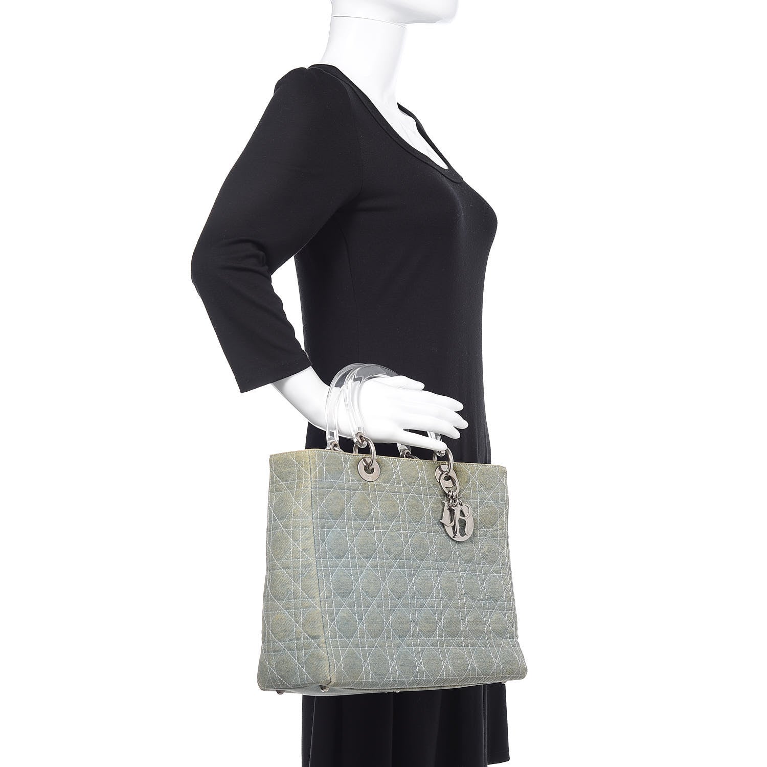 Christian Dior Denim Cannage Large Lady Dior Light Blue 2 of 10