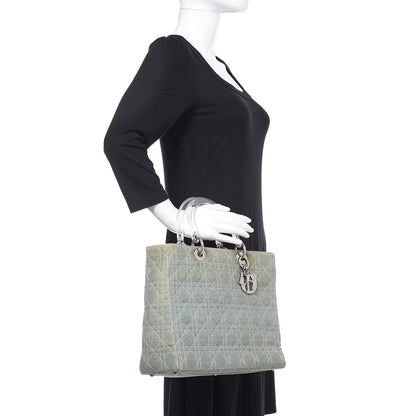 Christian Dior Denim Cannage Large Lady Dior Light Blue 2 of 10
