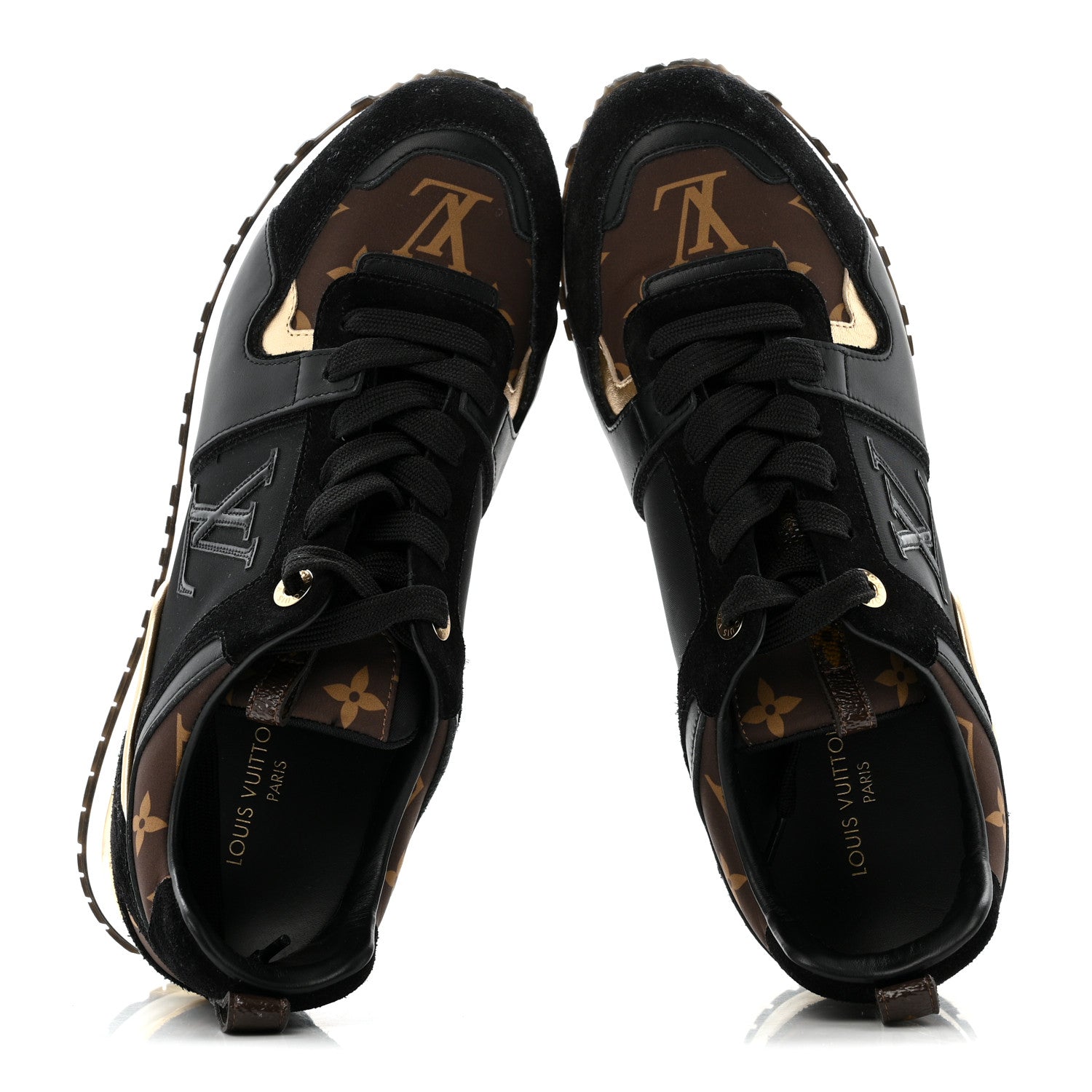 Louis Vuitton Suede Calfskin Recycled Monogram Nylon Run Away Sneakers 39 Black 2 of 13