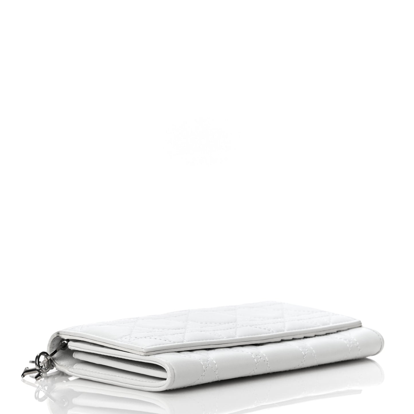 Lambskin Cannage Lady Dior Charm Wallet White