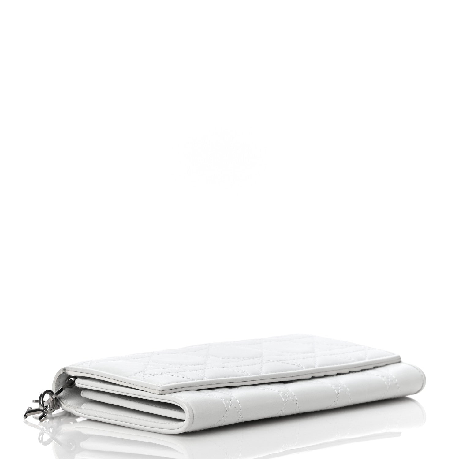 Christian Dior Lambskin Cannage Lady Dior Charm Wallet White 4 of 9