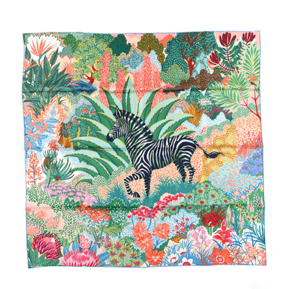 Hermes Silk Mountain Zebra Scarf 90 Vert Ciel Rose 1 of 6