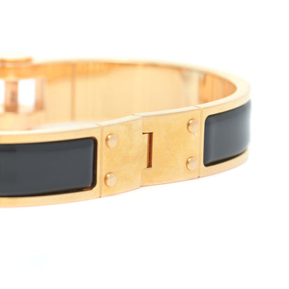 Hermes Enamel Charniere Uni Narrow Hinged Bracelet S Black 6 of 8