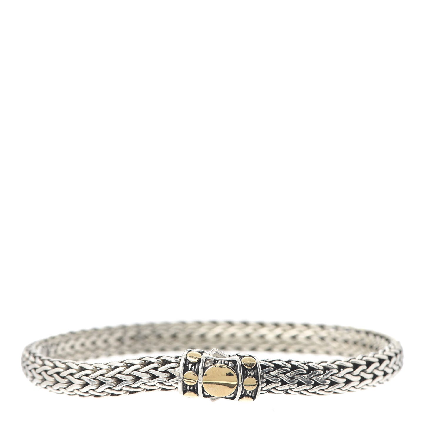 Sterling Silver 18K Yellow Gold 6mm Classic Chain Dot Station Bracelet