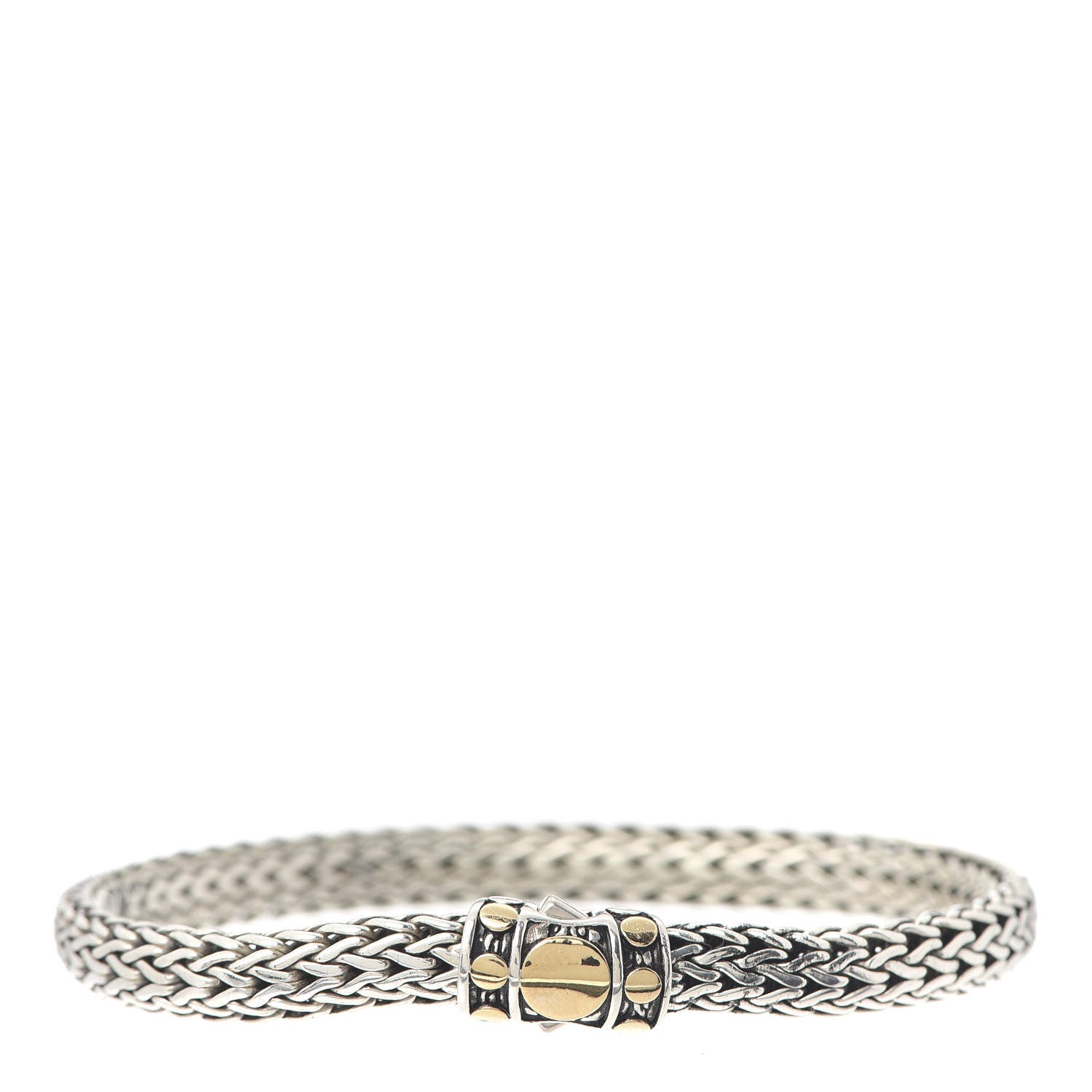 John Hardy Sterling Silver 18K Yellow Gold 6mm Classic Chain Dot Station Bracelet 1 of 5
