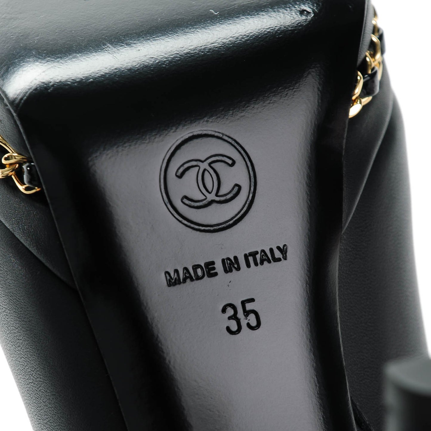 Lambskin Platform Chain Ankle Boots 35 Black