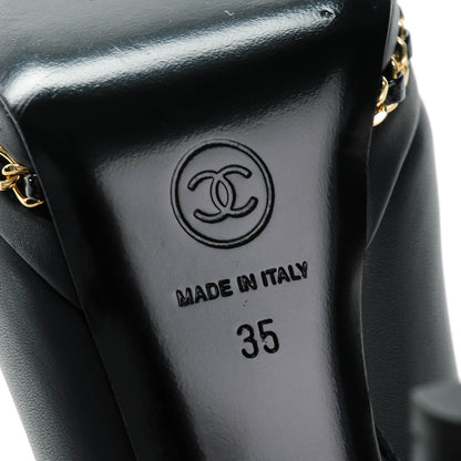 Chanel Lambskin Platform Chain Ankle Boots 35 Black 6 of 9