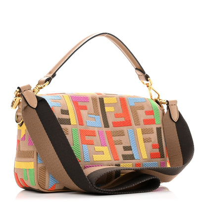 Fendi Canvas Vitello King FF Multicolor Embroidered Baguette Multicolor Cuoio 3 of 10