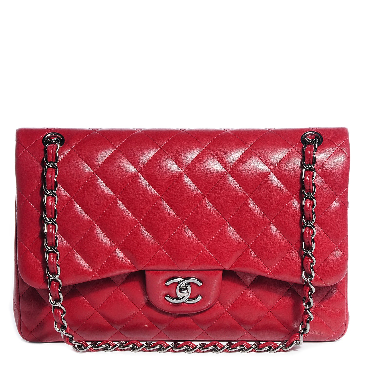 Chanel Lambskin Jumbo Double Flap Red 1 of 8
