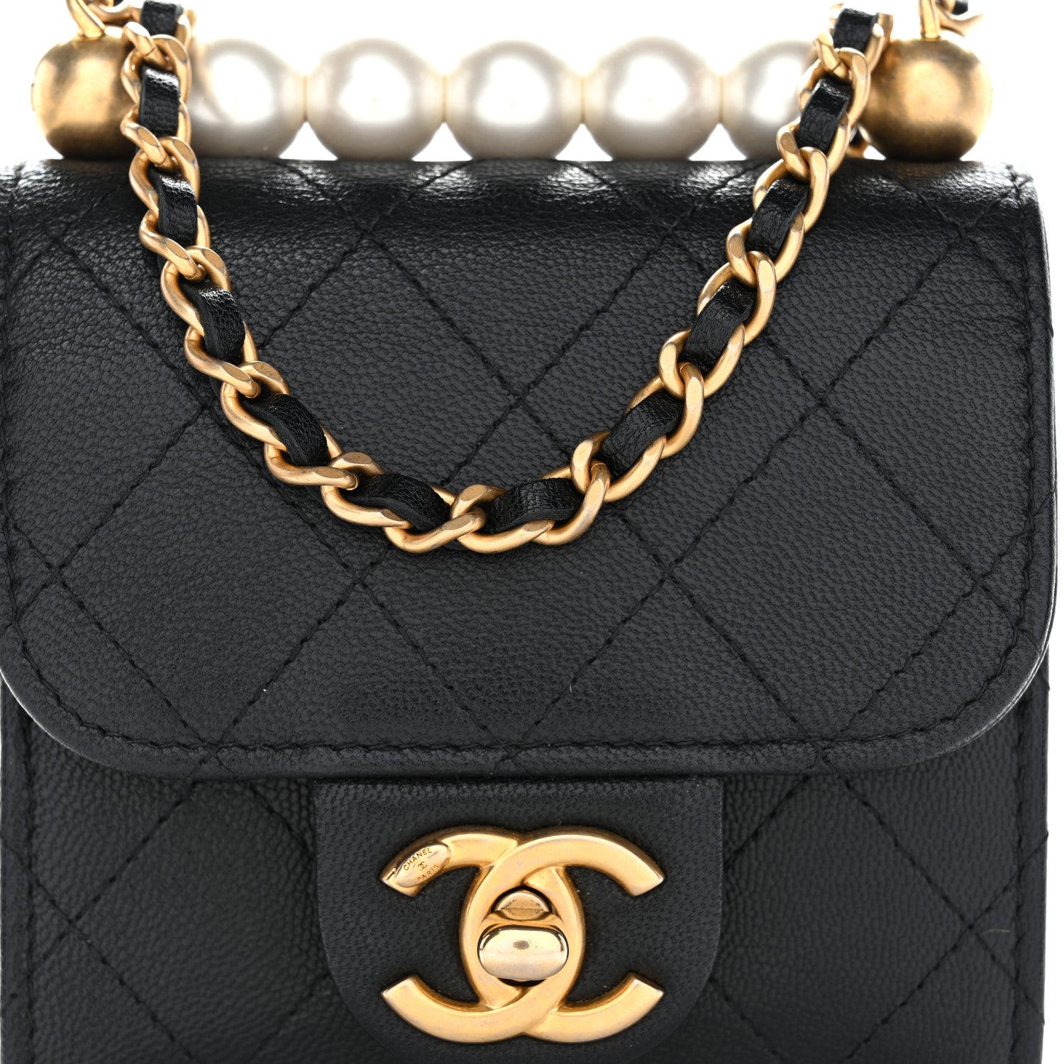 Chanel Lambskin Quilted Chic Pearls Flap Black 8 of 10
