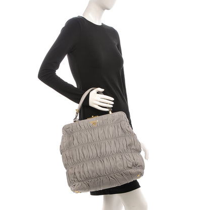 Prada Nappa Dressy Gaufre Framed Tote Nuvola 2 of 7