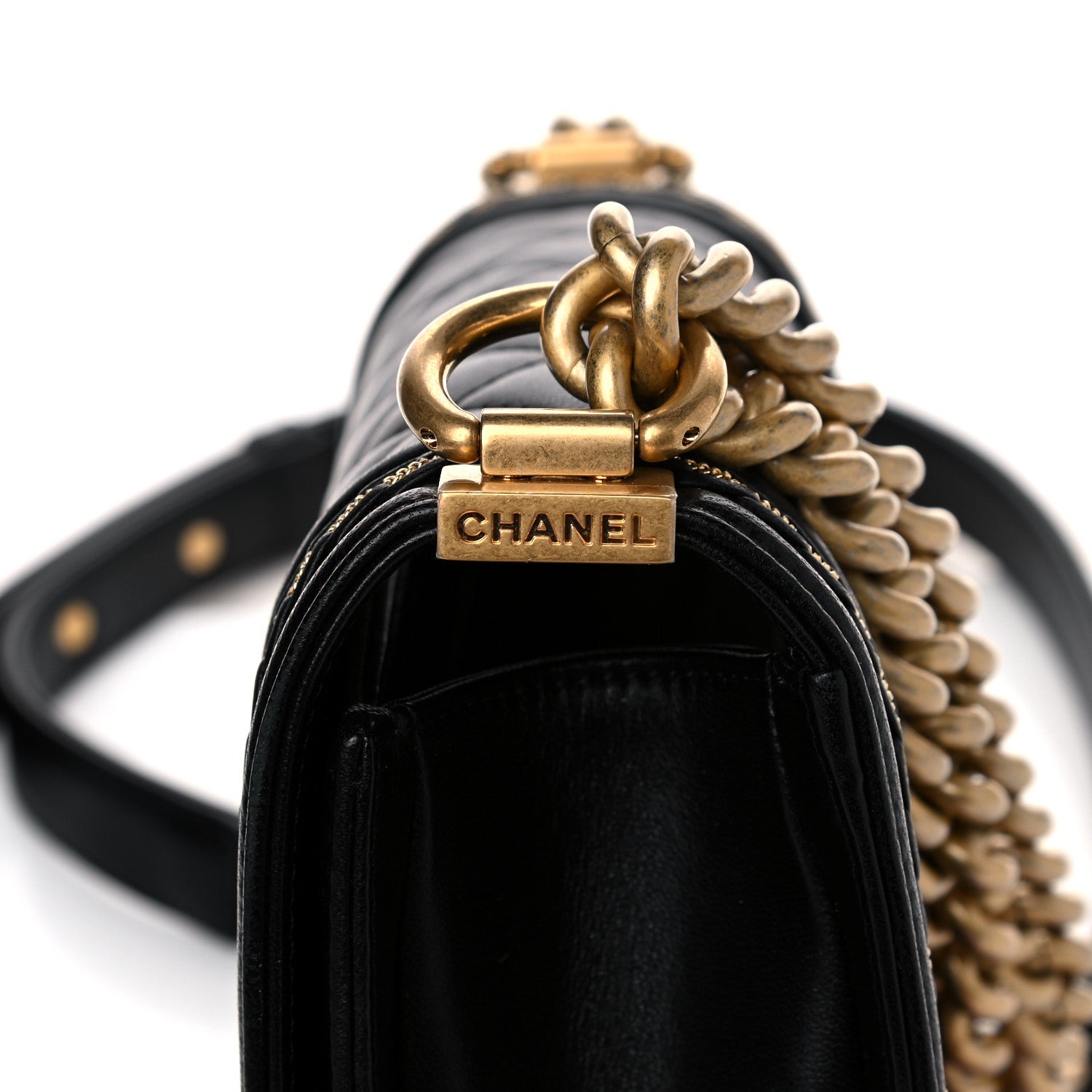 Chanel Lambskin Quilted Small Chain Detail Boy Flap Black 11 of 16