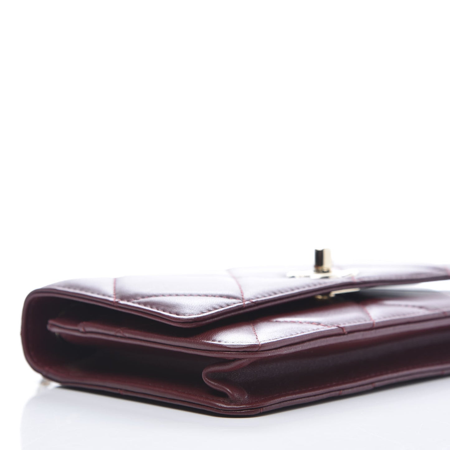 Lambskin Quilted Trendy CC Wallet On Chain WOC Burgundy