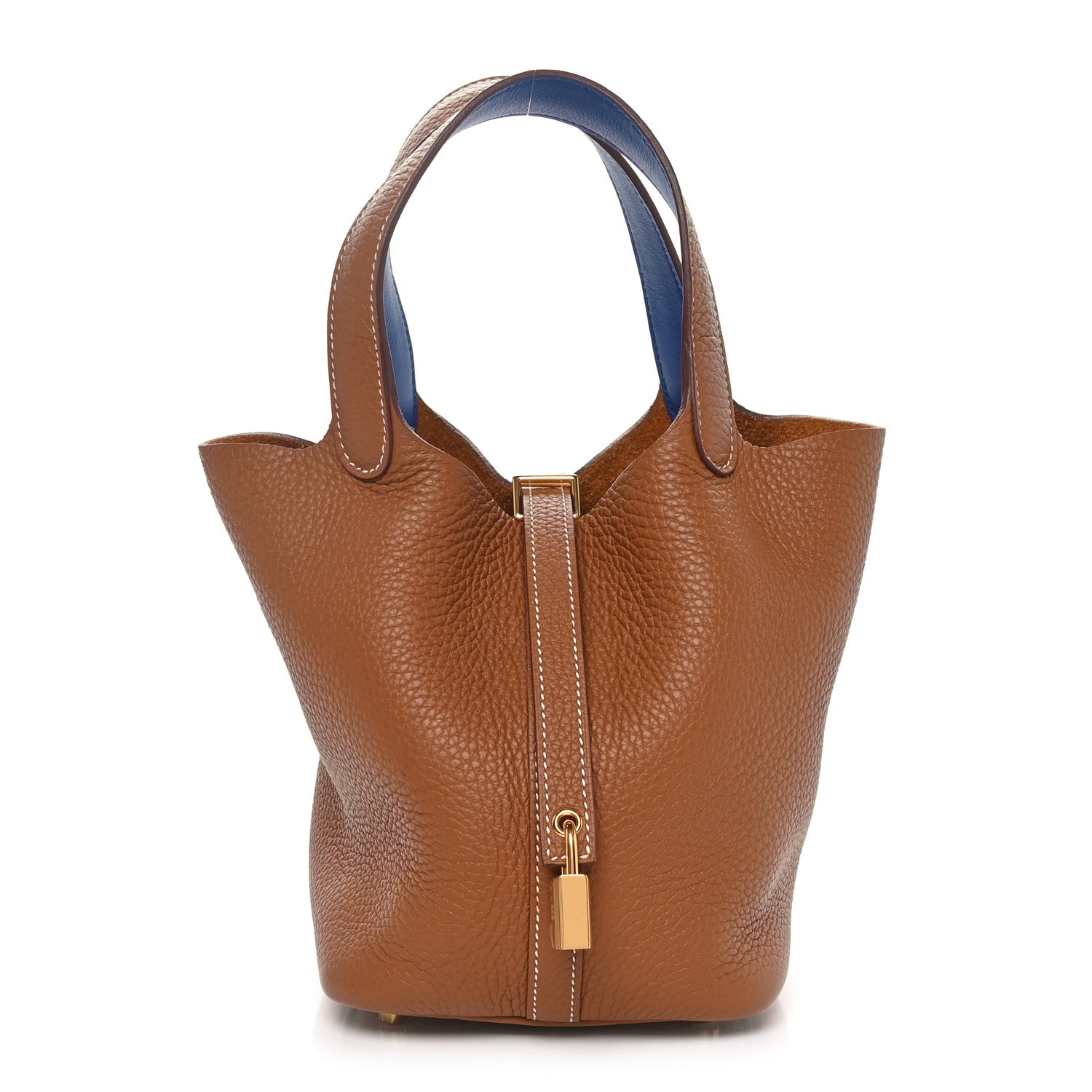 Hermes Taurillon Clemence Swift Eclat Picotin Lock 18 PM  Gold Bleu France 1 of 11